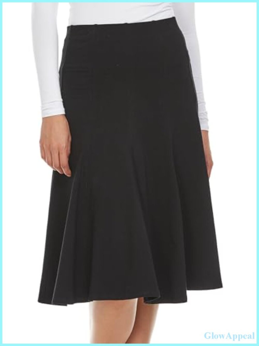 Cotton Pleated High-Waisted A-Line Midi Skirt Flowy